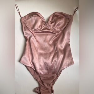 Zara Satin Effect Pink Bustier Bodysuit Size M